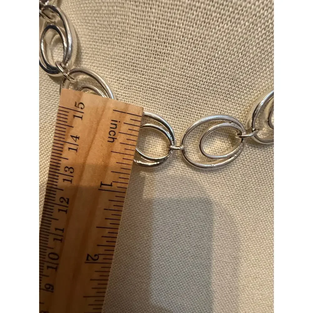 Vintage Silver Tone Double Oval Link Choker Necklace